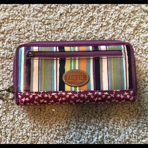 Fossil striped zipped wallet